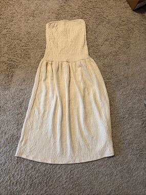 H&M Cream Strapless Maxi Dress